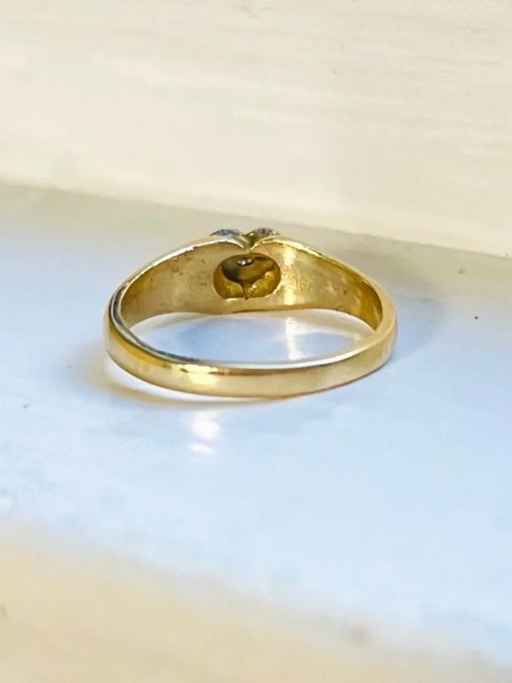 14 KT Gold Diamond Heart Pinky Ring - Picture 4 of 5